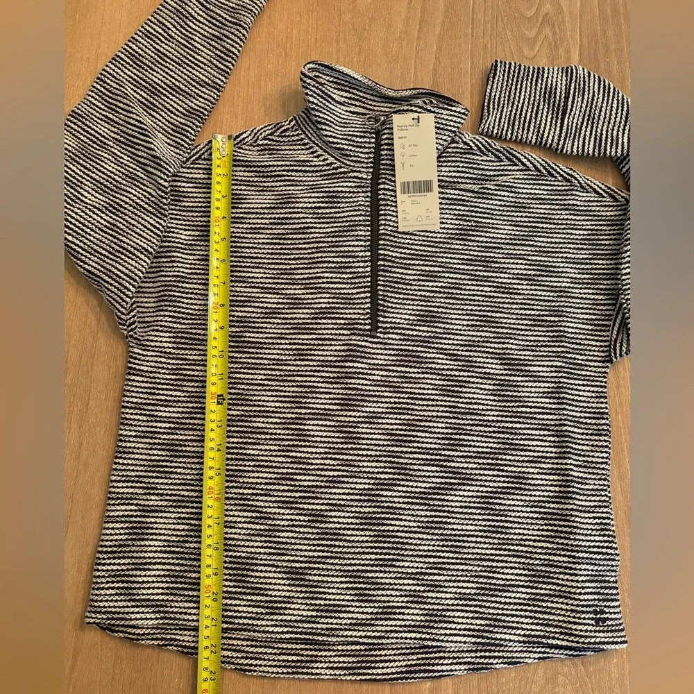 Sweaty Betty Rest Up Half Zip Pullover Small NWT Navy Blue White Stripe Pattern - Picture 16 of 16
